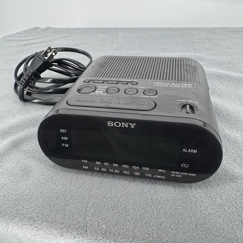 Sony Dream Machine ICF-C218 FM/AM Clock Radio Black Digital Alarm Auto Time